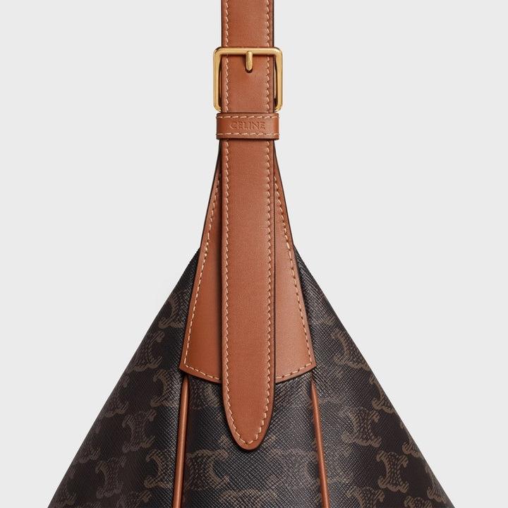 CÉLINE HELOÏSE CUIR CANVAS &amp; CALFSKIN TRIOMPH MEDIUM SHOULDER BAG