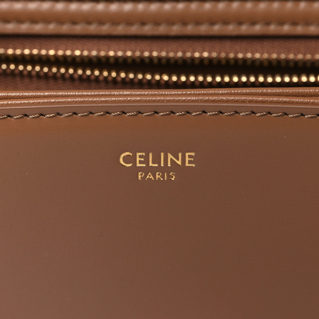 CÉLINE SHINY CALFSKIN LEATHER CALSSIQUE TRIOMPHE MEDIUM BAG-BRONZE
