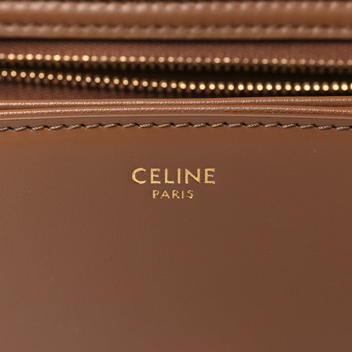 CÉLINE SHINY CALFSKIN LEATHER CALSSIQUE TRIOMPHE MEDIUM BAG-BRONZE