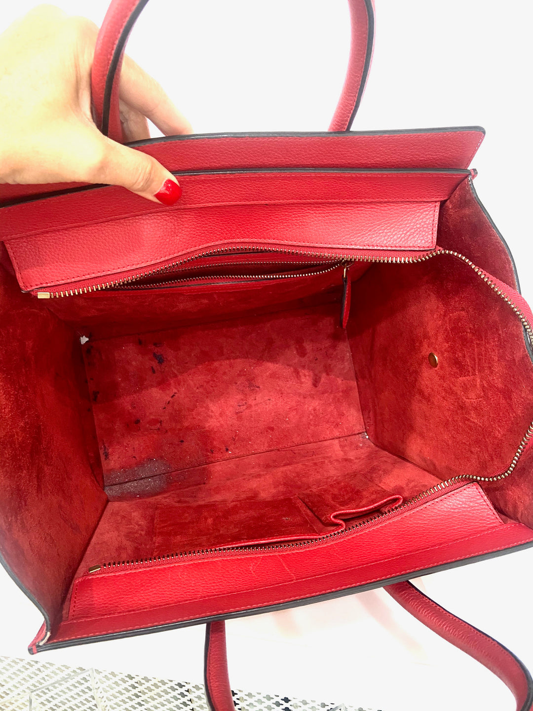 CÉLINE DRUMMED CALFSKIN LEATHER MICRO PHANTOM TOTE BAG
