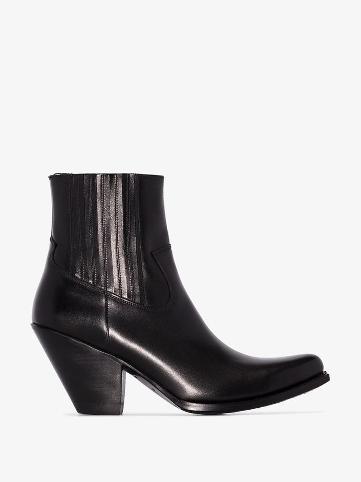 CÉLINE CALFSKIN LEATHER BERLIN 80 COWBOY ANKLE BOOTS