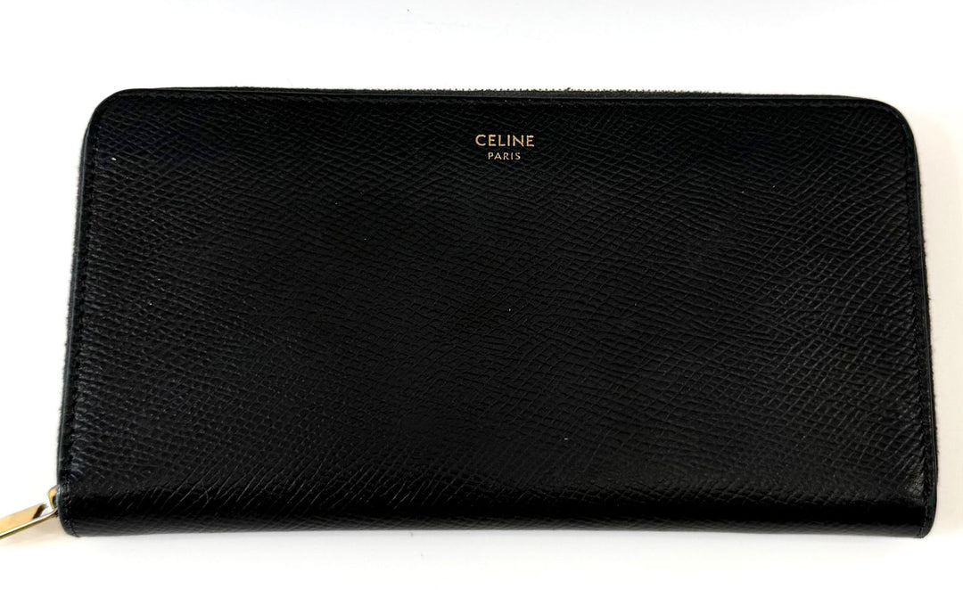 CÉLINE GRAINED CALFSKIN LEATHER LARGE ZIP-AROUND WALLET