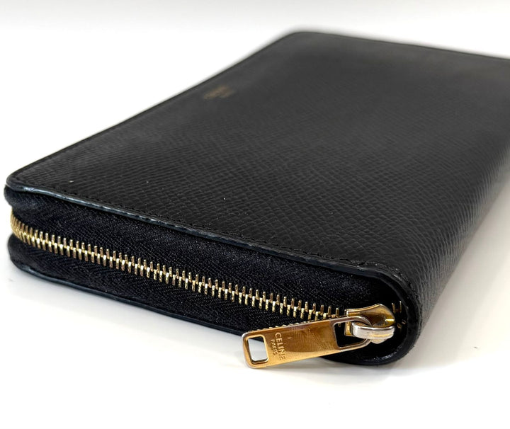 CÉLINE GRAINED CALFSKIN LEATHER LARGE ZIP-AROUND WALLET