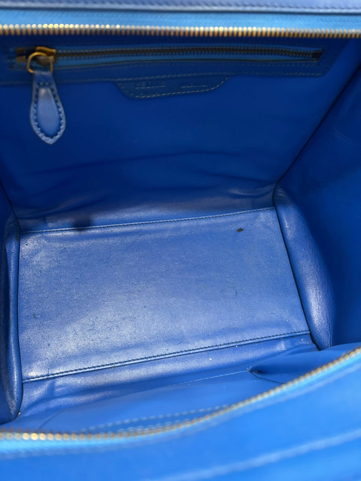 CÉLINE DRUMMED CALFSKIN LEATHER NANO LUGGAGE BAG