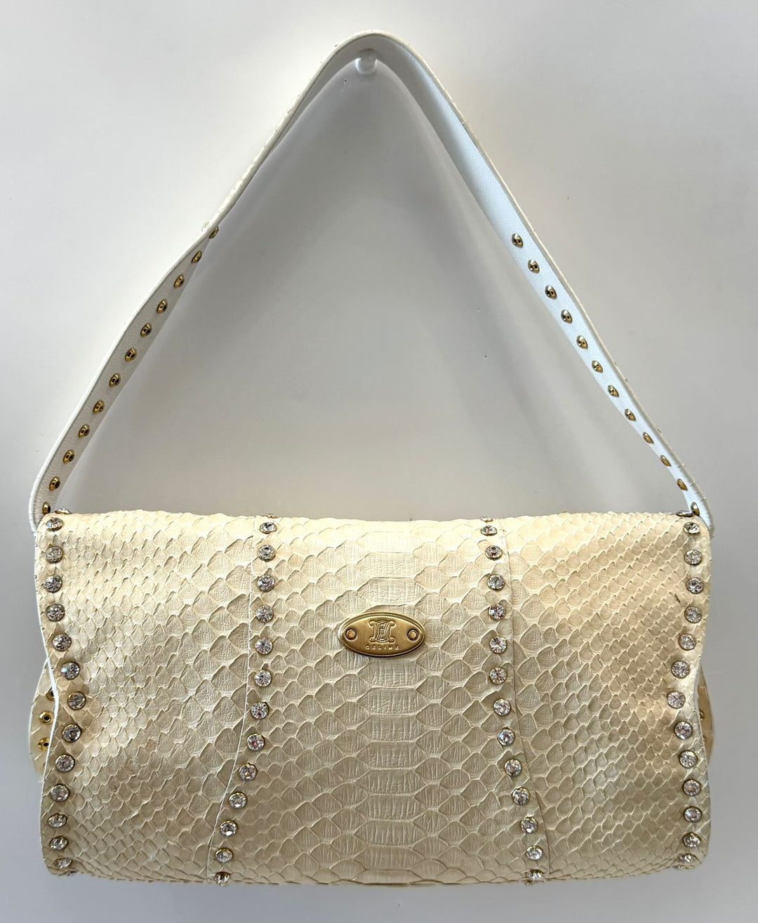 CÉLINE TRIOMPHE PYTHON LEATHER VINTAGE HANDBAG