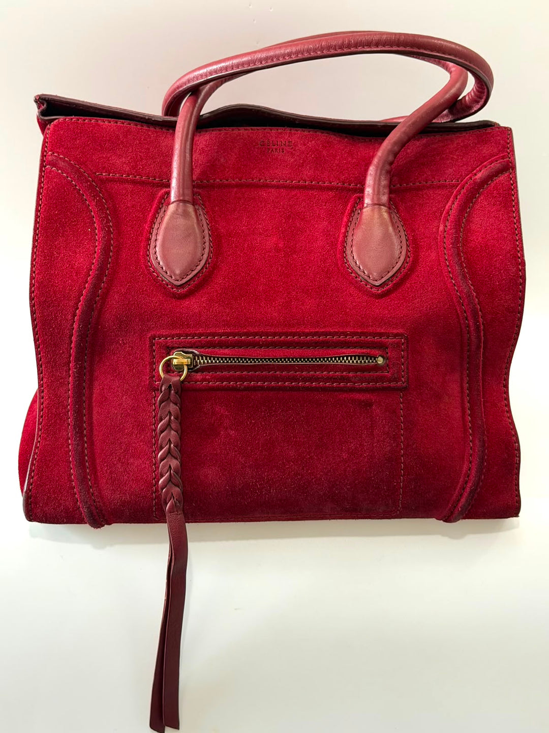 CÉLINE SUEDE LUGGAGE PHANTOM HANDBAG