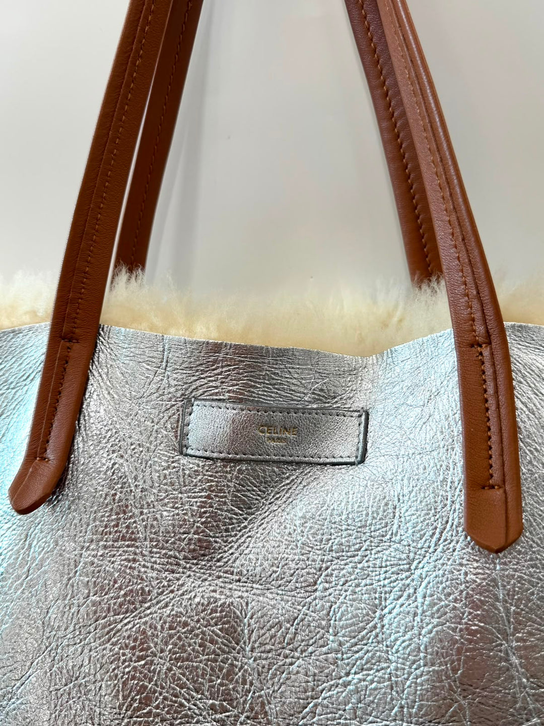 CÉLINE SHEARLING MEDIUM PHANTOM CABAS REVERSIBLE TOTE BAG