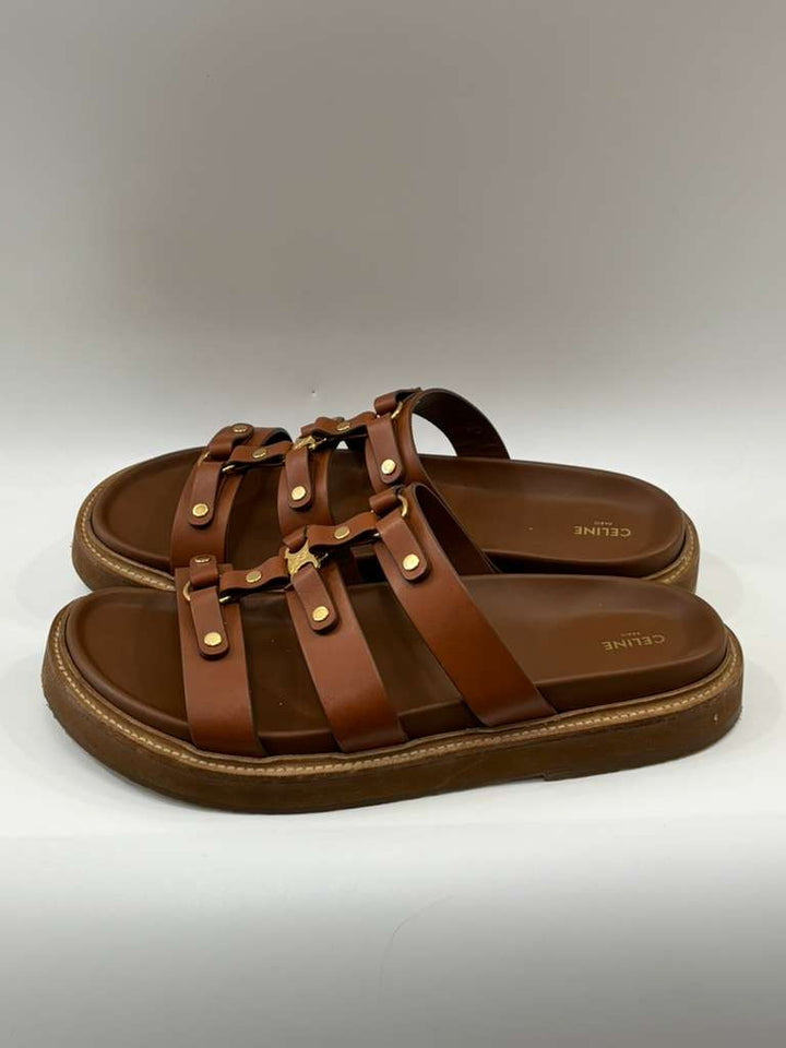 CÉLINE TIPPI CALFSKIN LEATHER MULES SANDALS