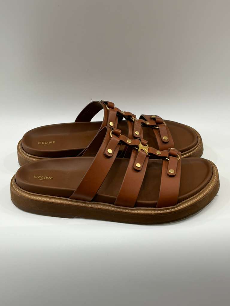 CÉLINE TIPPI CALFSKIN LEATHER MULES SANDALS