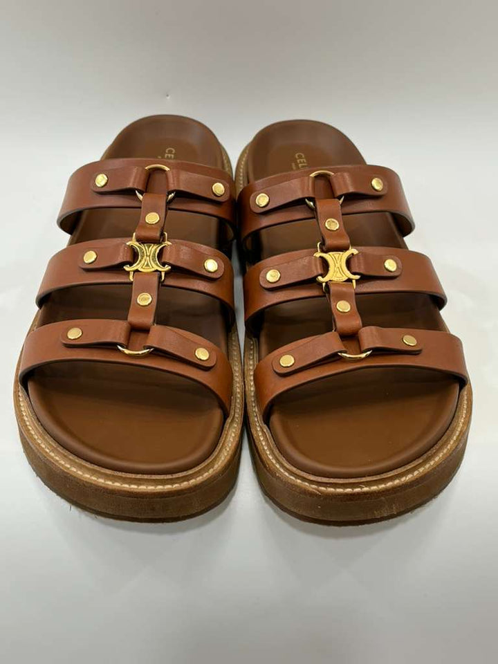 CÉLINE TIPPI CALFSKIN LEATHER MULES SANDALS