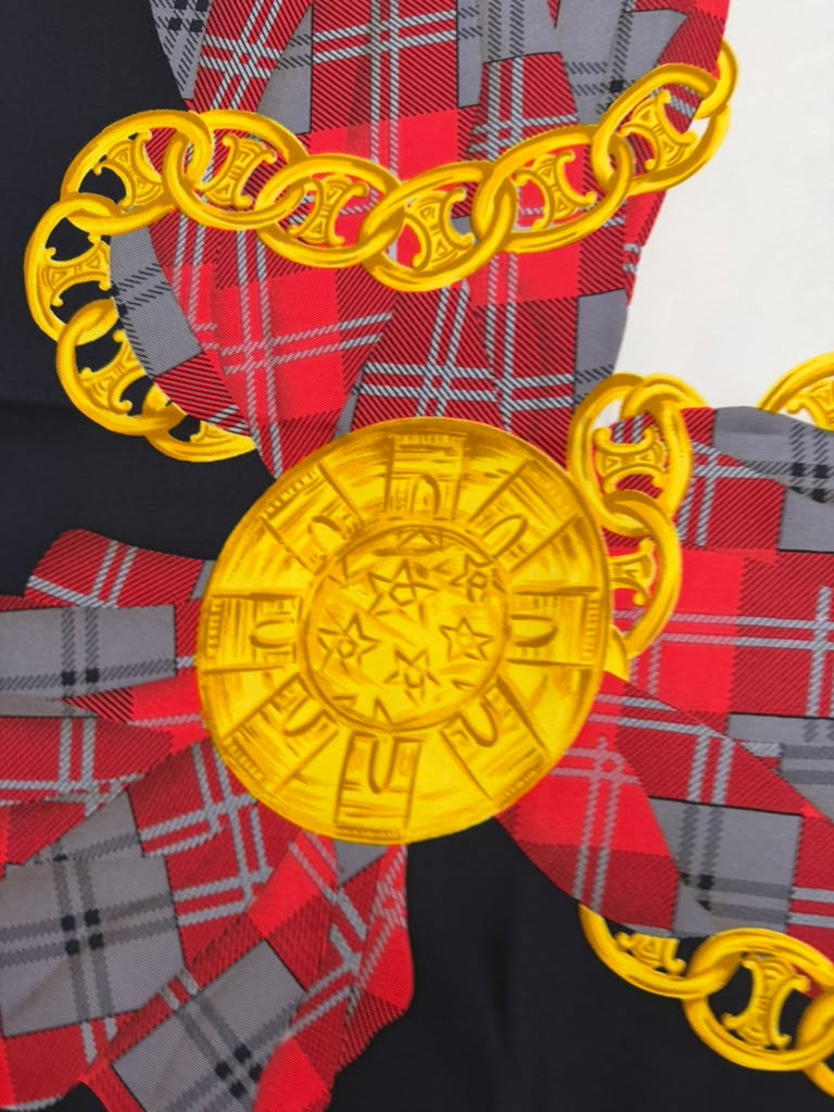 CÉLINE MACADAM CHAIN PRINT VINTAGE SILK SCARF