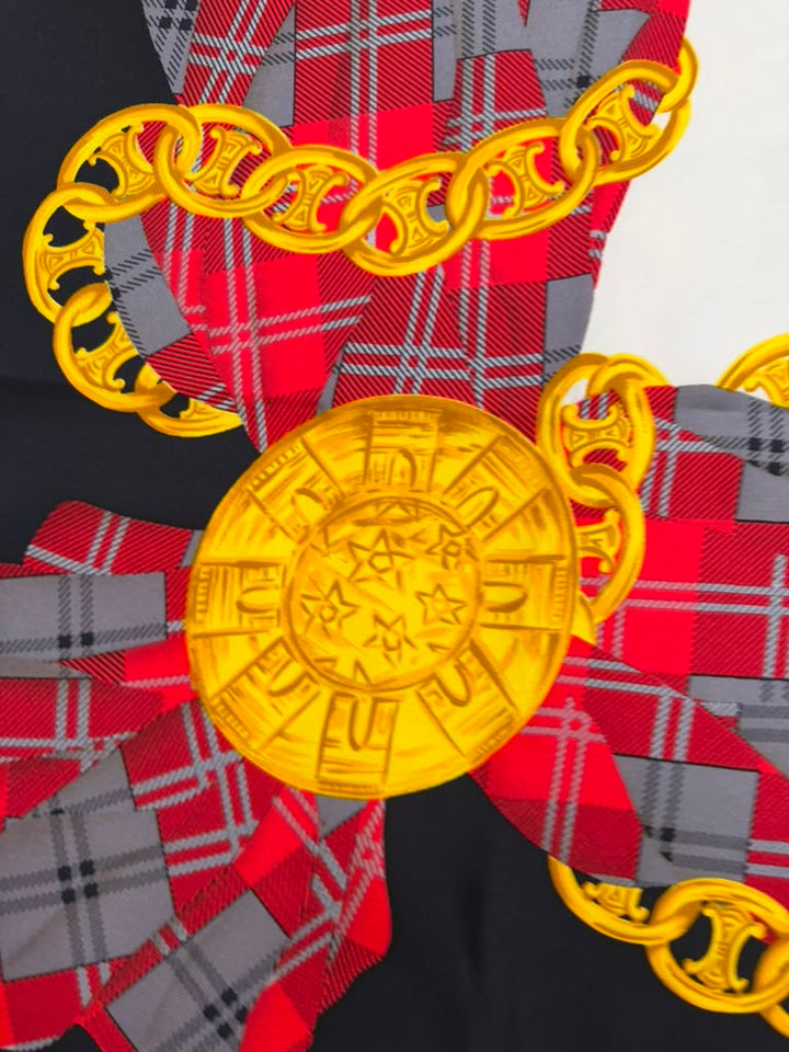 CÉLINE MACADAM CHAIN PRINT VINTAGE SILK SCARF