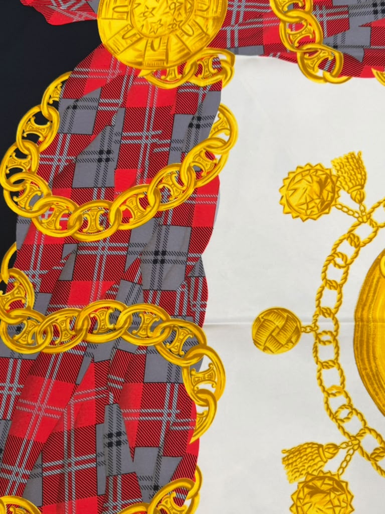 CÉLINE MACADAM CHAIN PRINT VINTAGE SILK SCARF
