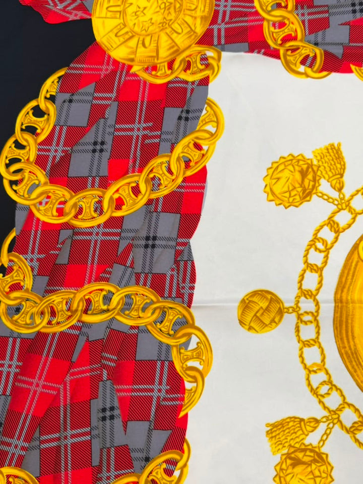 CÉLINE MACADAM CHAIN PRINT VINTAGE SILK SCARF