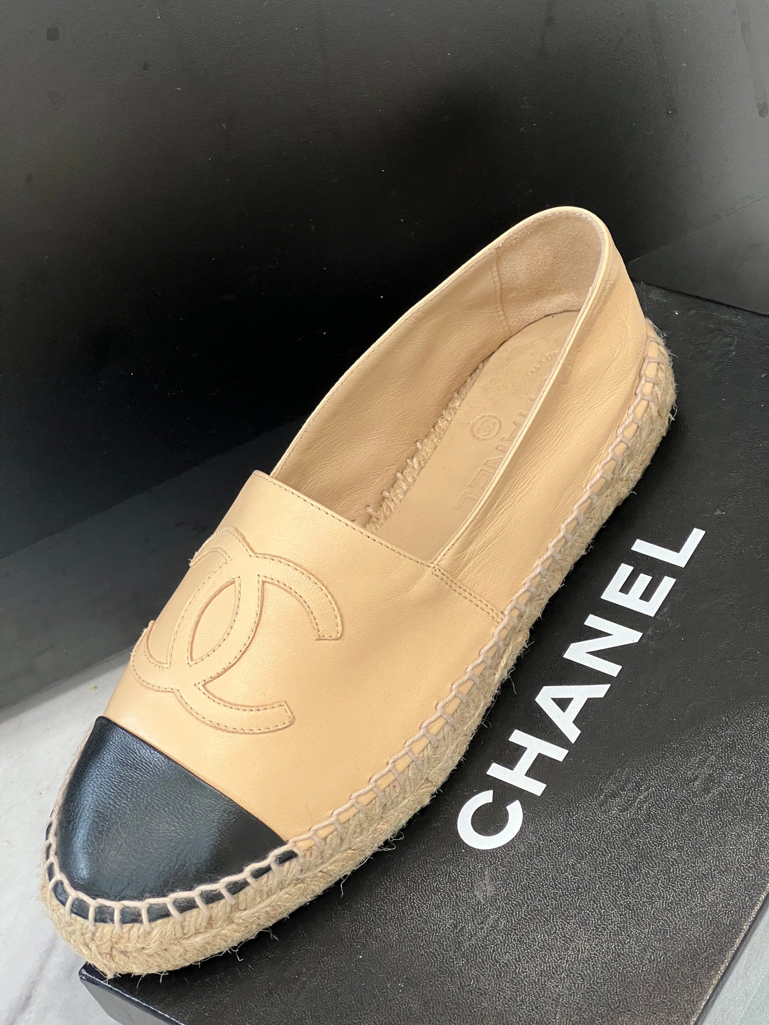 CHANEL CC LAMBSKIN ESPADRILLES