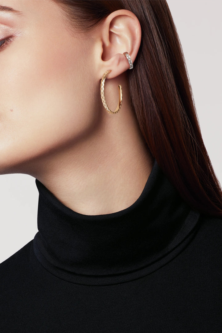 CHANEL 18K GOLD COCO CRUSH HOOP EARRINGS