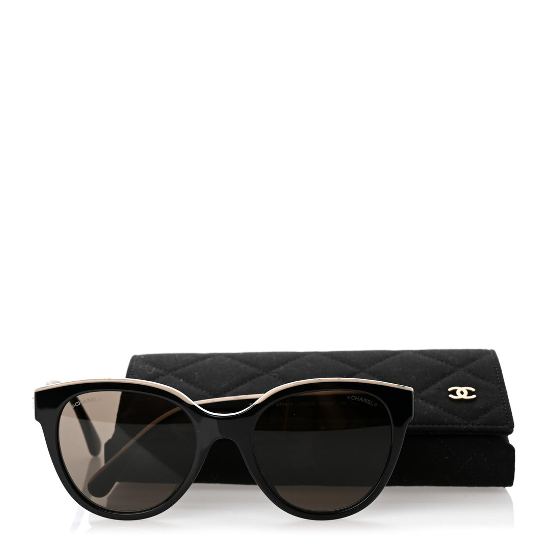 CHANEL ACETATE CC BUTTERFLY 5414 SUNGLASSES BLACK-BEIGE