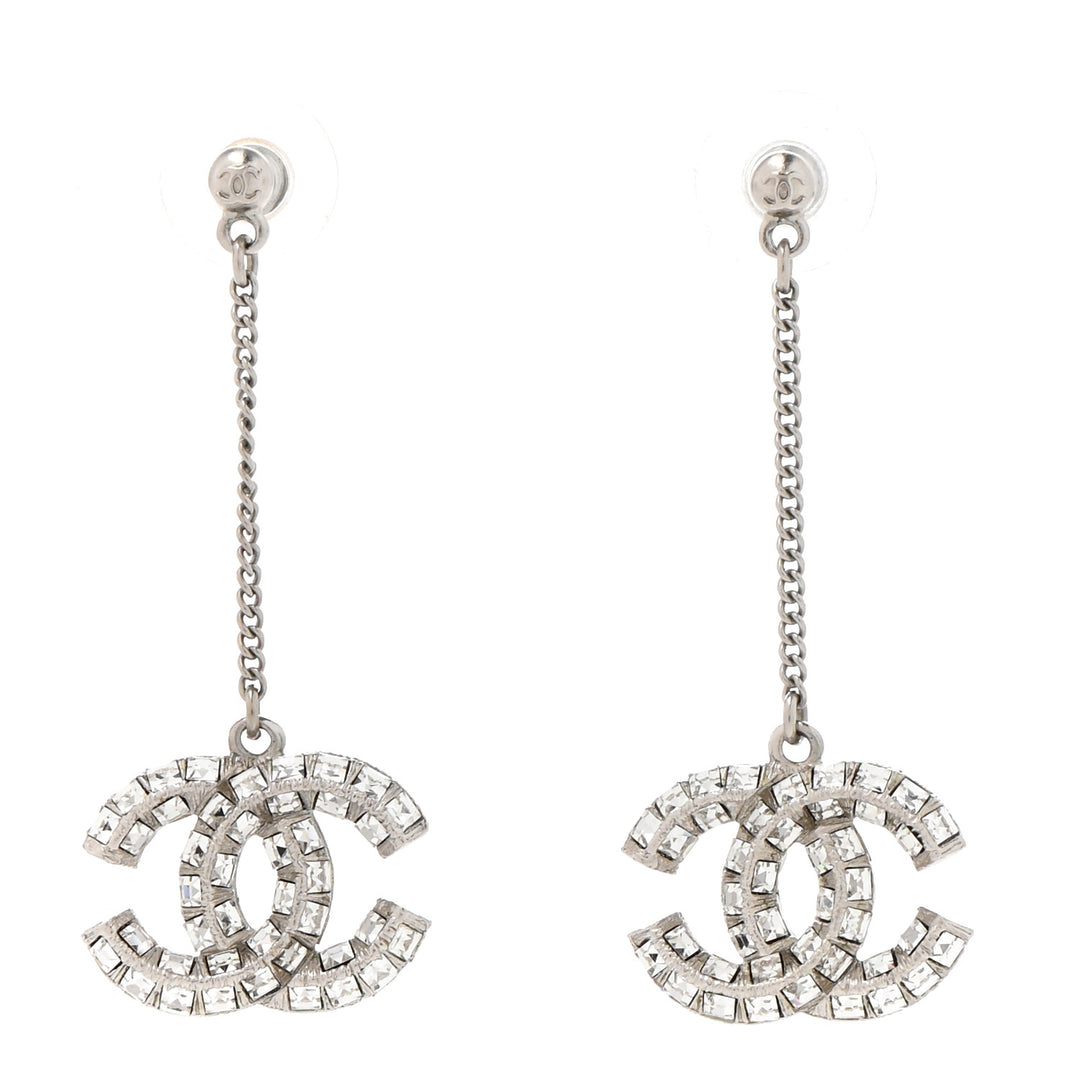 CHANEL BAGUETTE CRYSTAL CC DROP EARRINGS