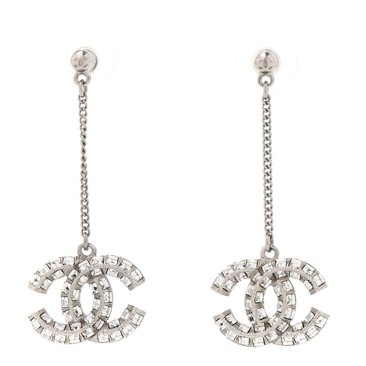 CHANEL BAGUETTE CRYSTAL CC DROP EARRINGS