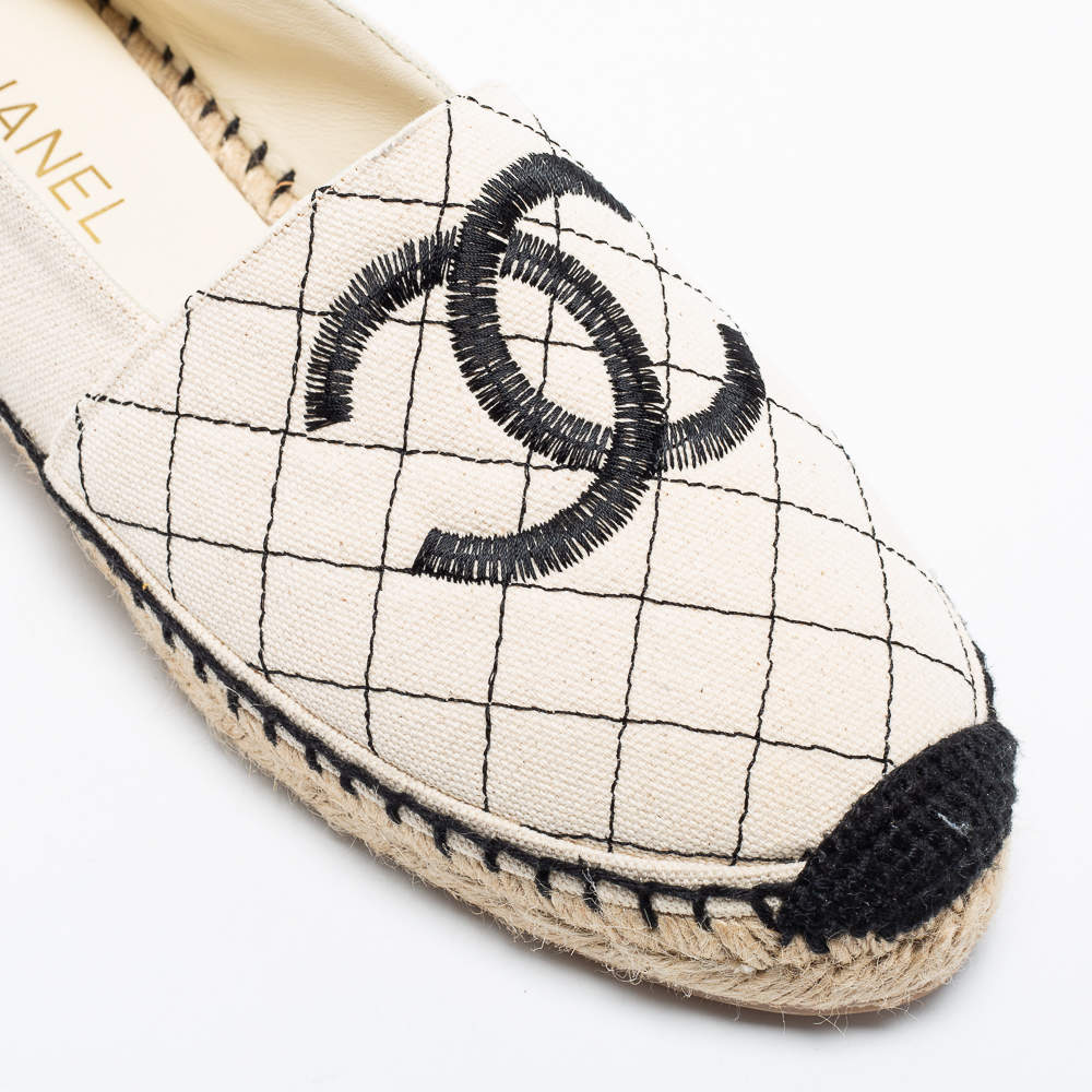 CHANEL BIARRITZ CC QUILTED CANVAS ESPADRILLS – Caroline's Fashion