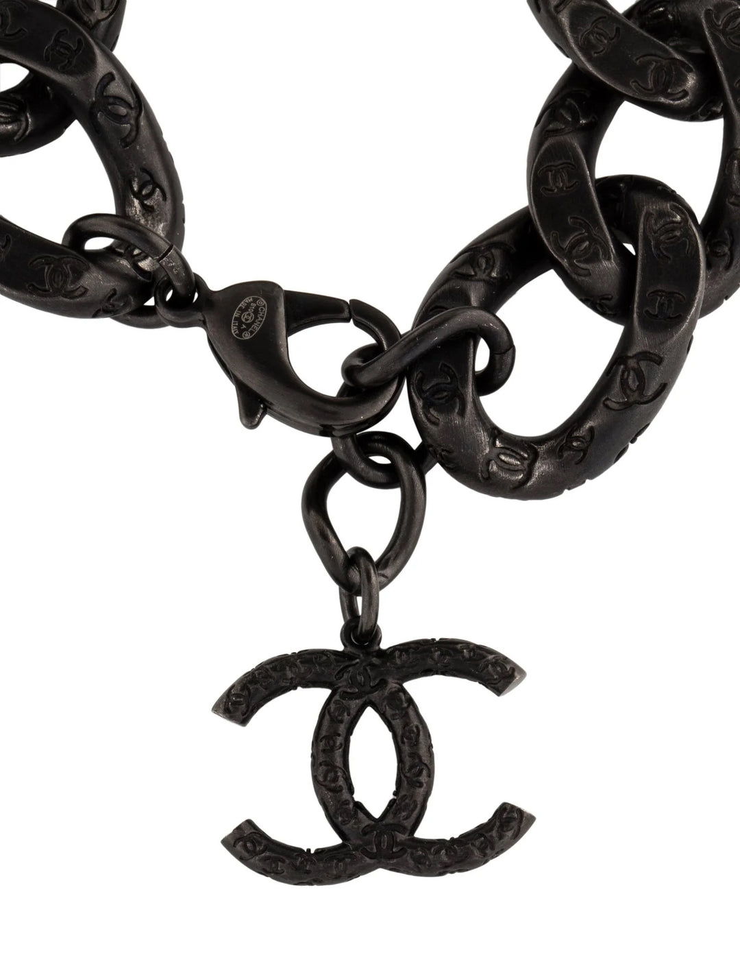 CHANEL CC BLACK METAL CHAIN LINK BRACELET