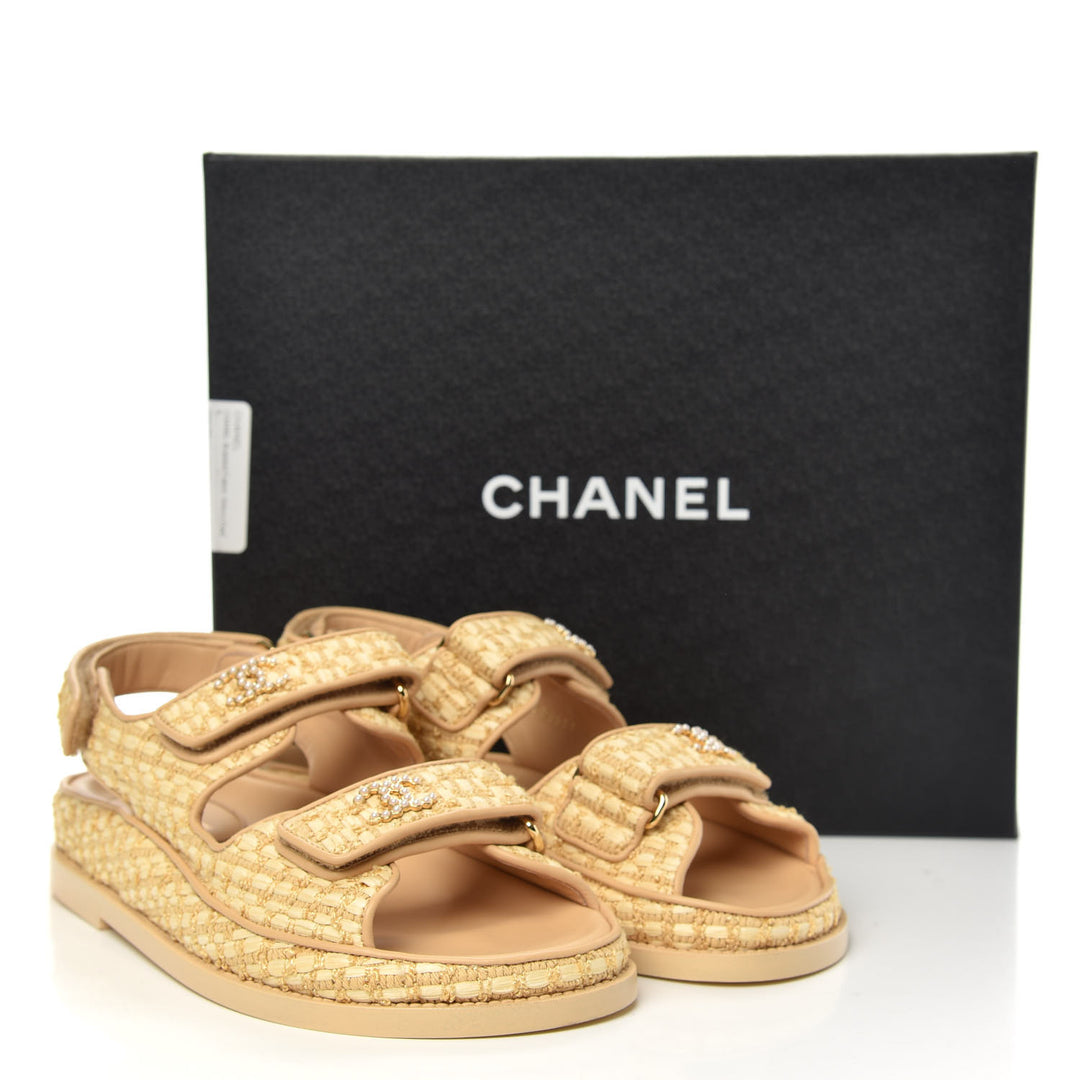 Beige Chanel Dad Sandals Chanel Dad Sandals Raffia Sandalo - Main Image