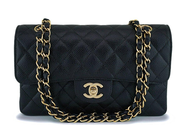 CHANEL CAVIAR QUILTED 24K GOLD-PLATED SMALL CLASSIC DOUBLE FLAP BAG
