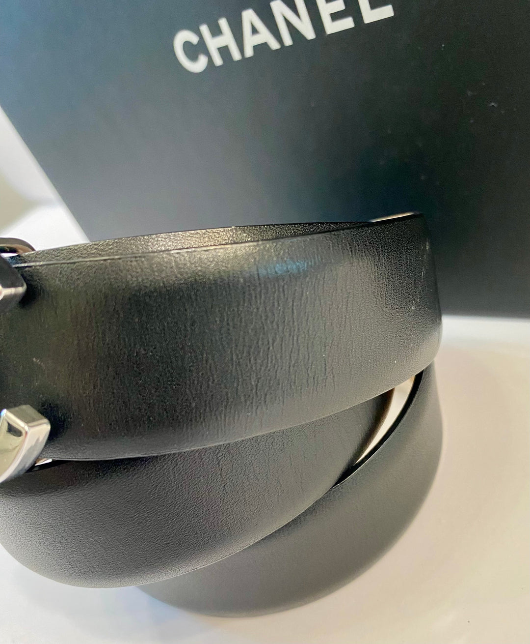 CHANEL CC CALFSKIN LEATHER BELT