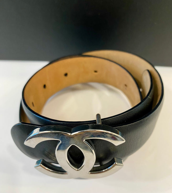 CHANEL CC CALFSKIN LEATHER BELT