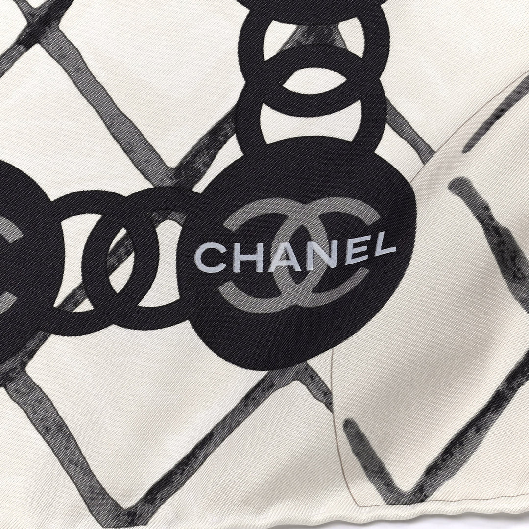 CHANEL CC CAMELLIA SQUARE SILK SCARF