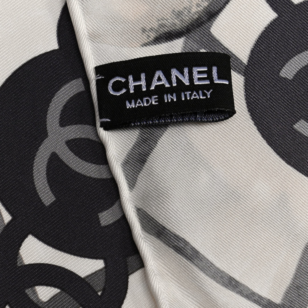 CHANEL CC CAMELLIA SQUARE SILK SCARF