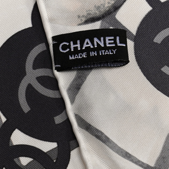CHANEL CC CAMELLIA SQUARE SILK SCARF