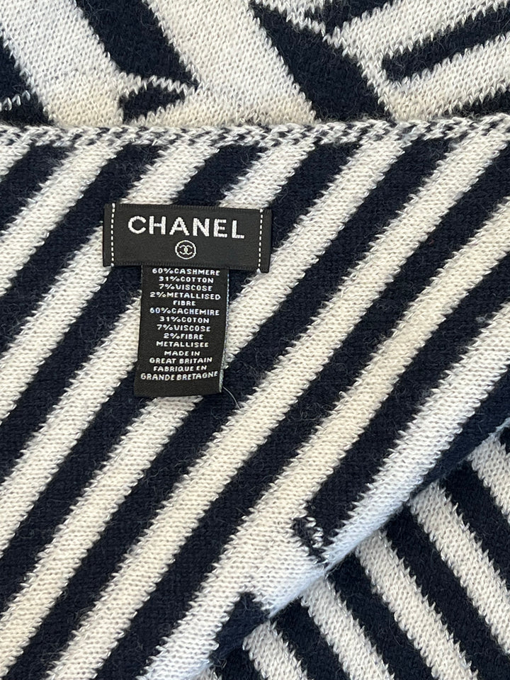 CHANEL CC OVERSIZED CASHMERE BLEND SHAWL