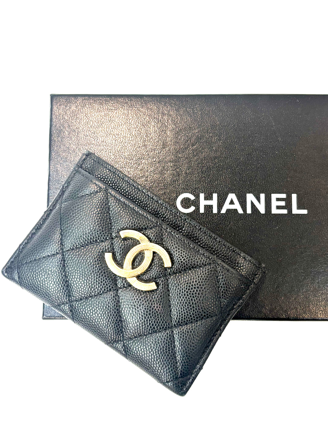 CHANEL CC CAVIAR QUILTED CARD CASE