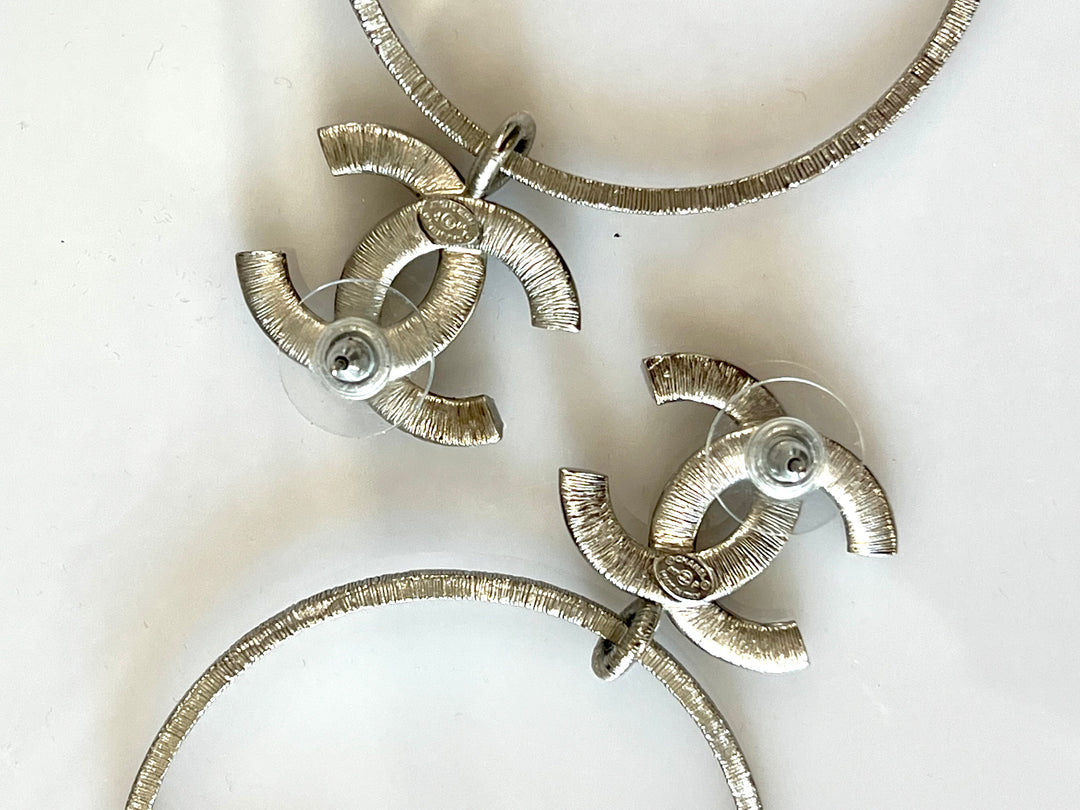 CHANEL CC DOUBLE HOOP EARRINGS