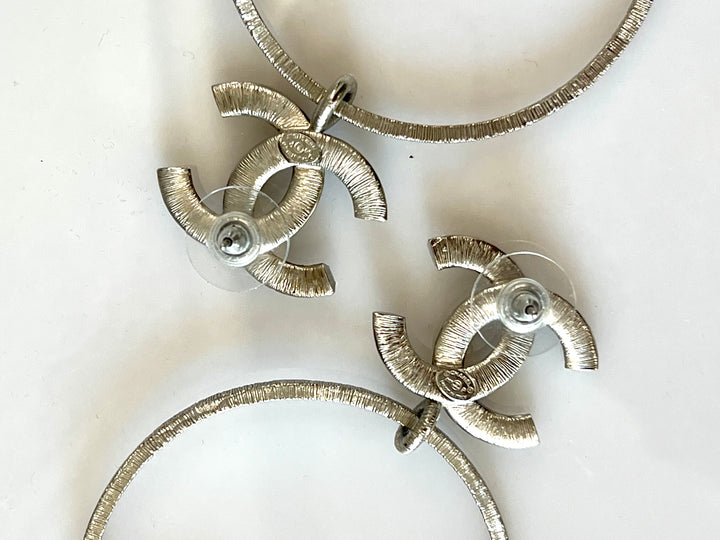 CHANEL CC DOUBLE HOOP EARRINGS