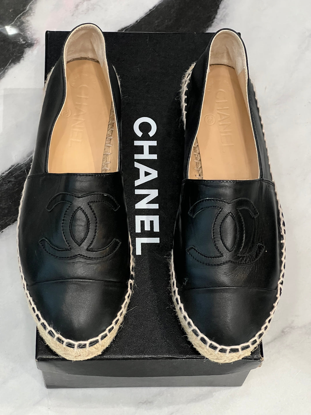 CHANEL CC LAMBSKIN ESPADRILLES