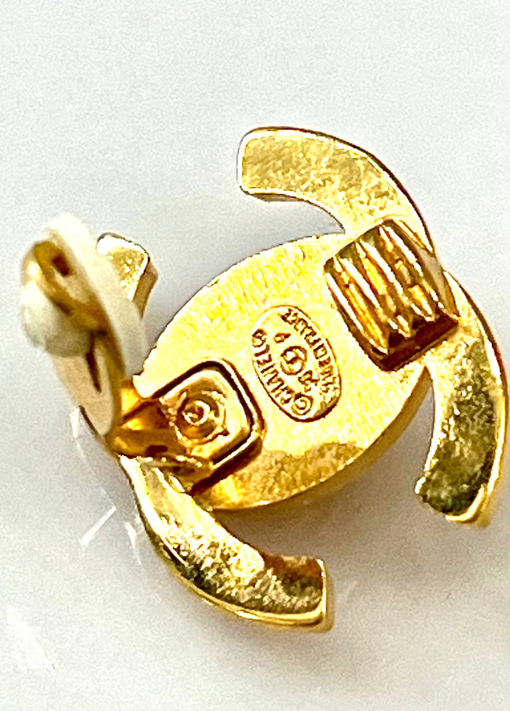 CHANEL CC LOGO TURNLOCK CLIP ON EARRINGS