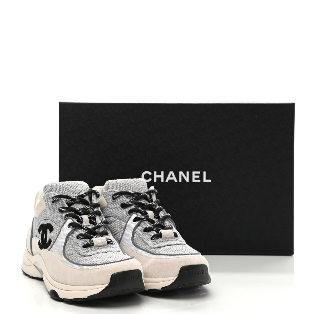 CHANEL CC MESH CALFSKIN SUEDE 22S SNEAKERS
