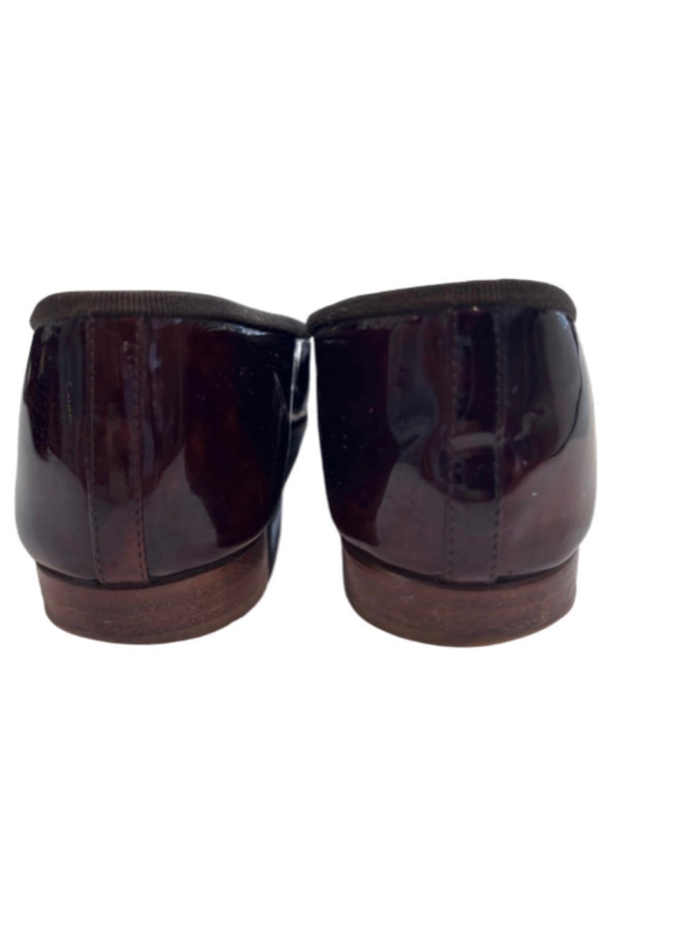 CHANEL CC PATENT LEATHER CAP-TOE BALLET FLATS