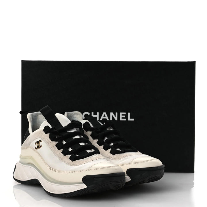 CHANEL INTERLOCKING CC LOGO LEATHER SNEAKERS