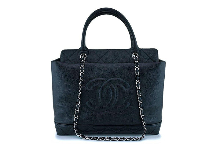 CHANEL CC SOFT CAVIAR LEATHER MEDIUM TOP HANDLE TOTE BAG