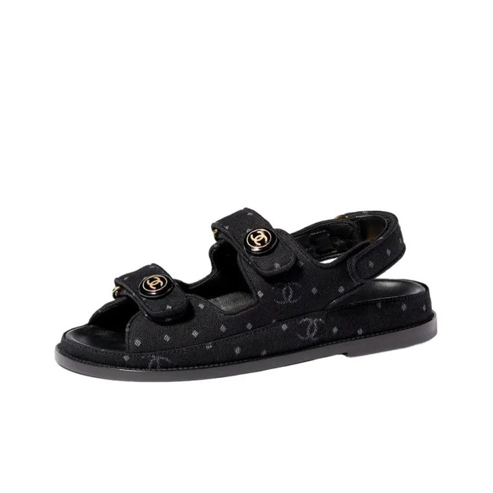 [CHANEL]★Crochet Velcro Sandals★Black 240 CHANEL Crochet CC Mules Sandals 37 Black 1464209 | FASHIONPHILE