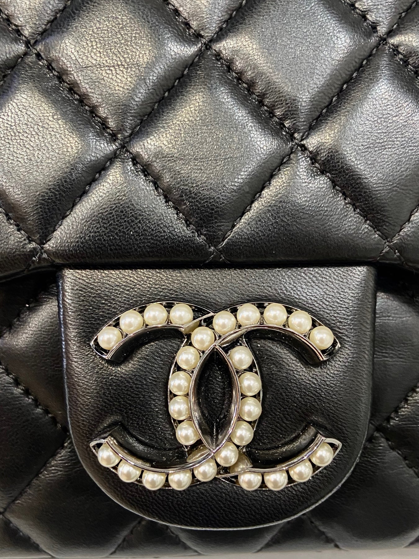 CHANEL CC WESTMINSTER PEARL FLAP LAMBSKIN BAG