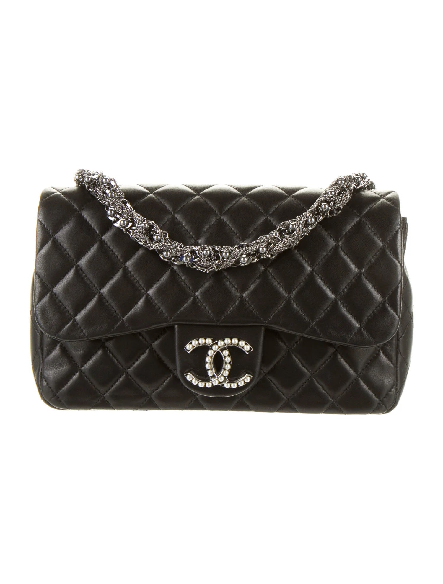 Chanel Limited Fantasy Pearls Quilted Flap Bag Black Lambskin