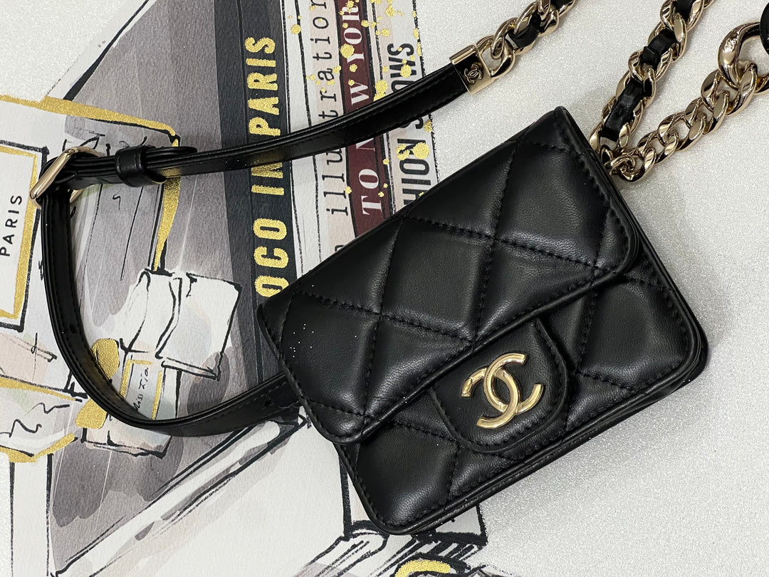 CHANEL CC DIAMOND QUILTED LAMBSKIN BELT BAG