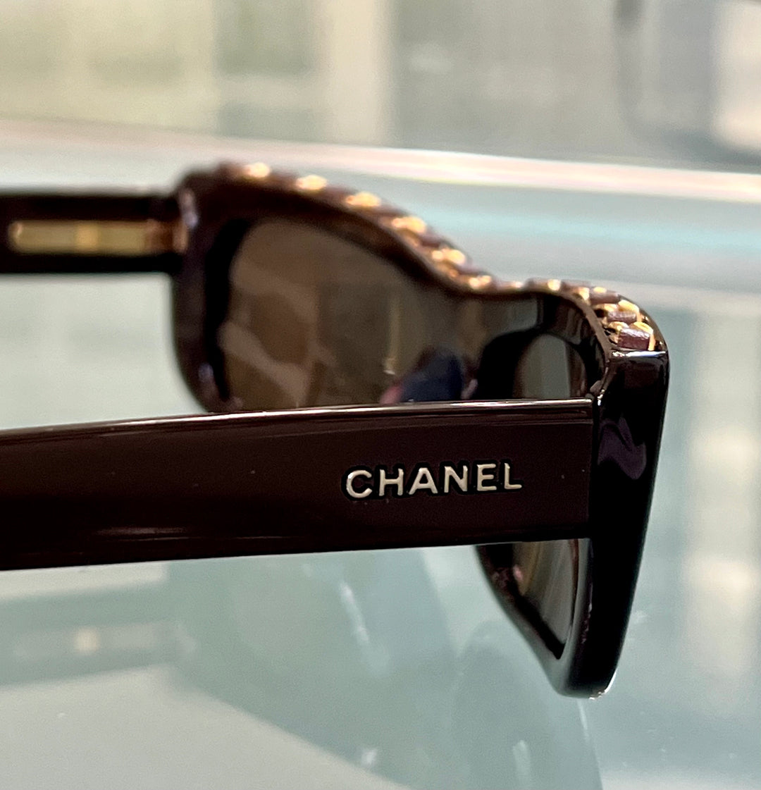 CHANEL 5130-Q RECTANGULAR SUNGLASSES HAVANA