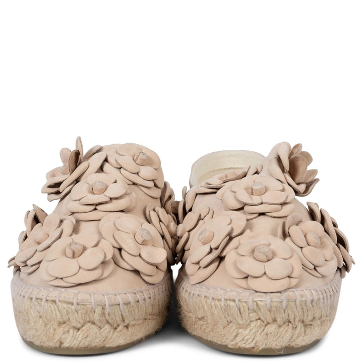 CHANEL LEATHER CC CAMELIA ESPADRILLES