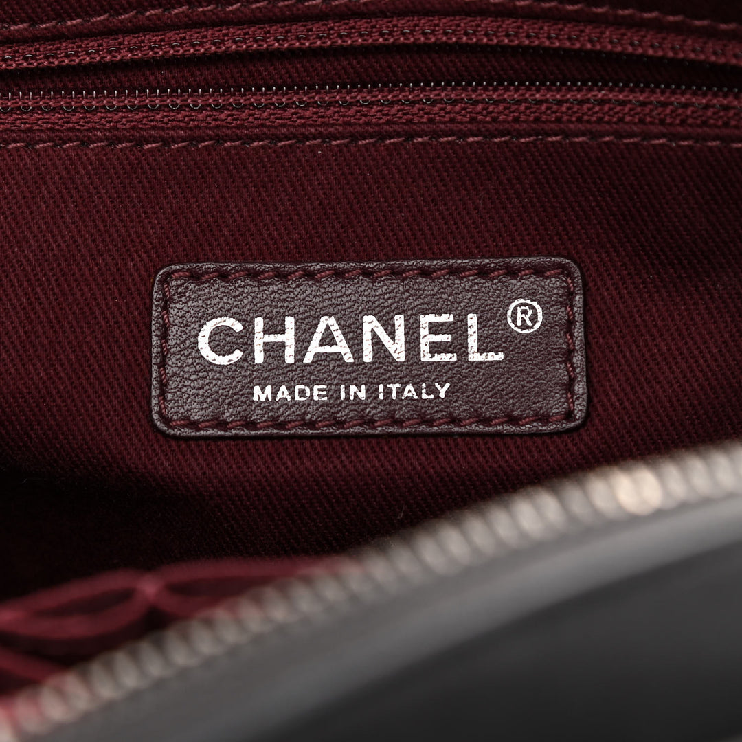 CHANEL CC DIAMOND QUILTED CALFSKIN LEATHER SHOPPER TOTE BAG