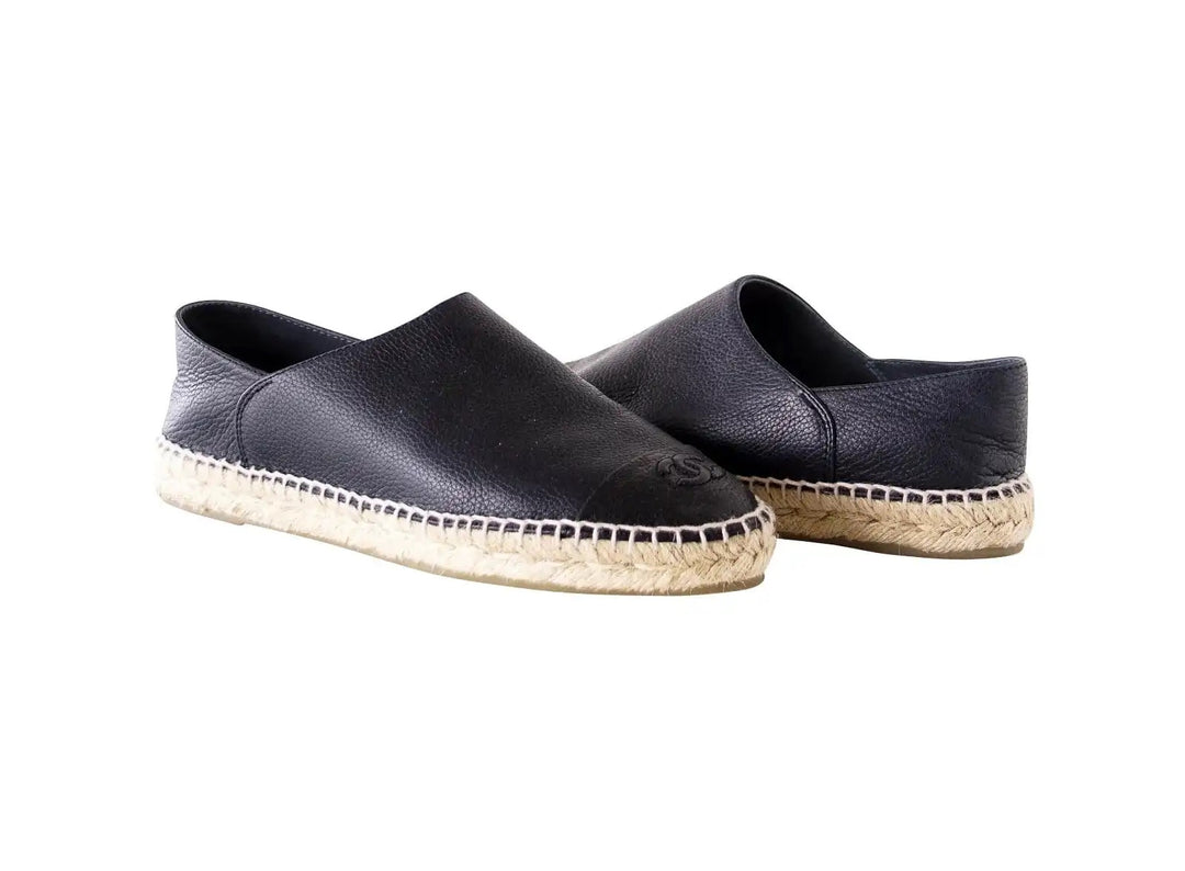 CHANEL CC CAMBON CALFSKIN LEATHER ESPADRILLES